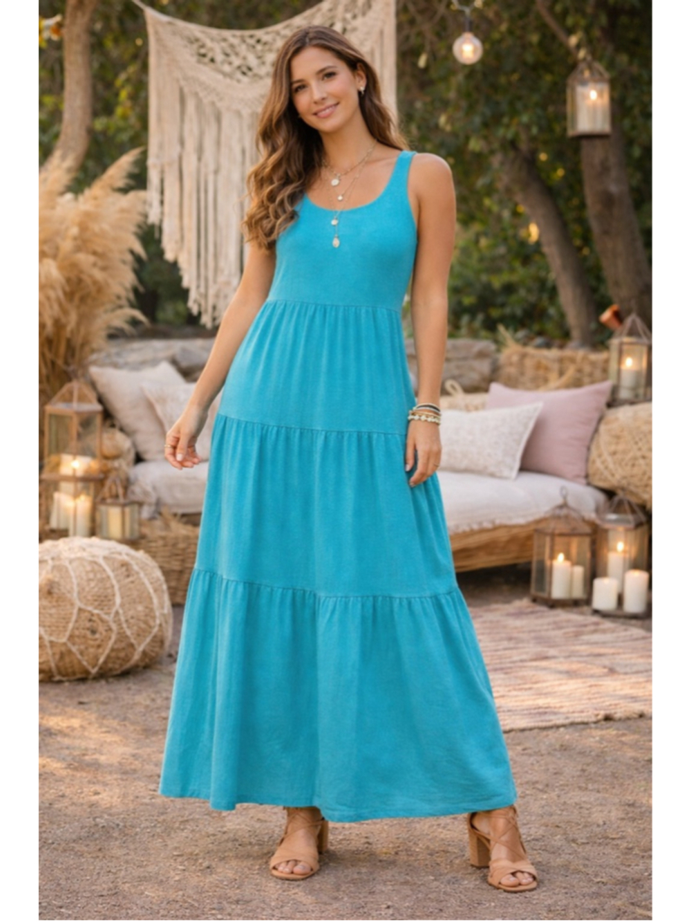 Women's Crown & Ivy Maxi Dress Size M Blue Summer